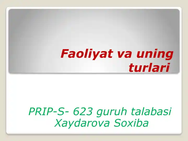 Faoliyatning Turlari