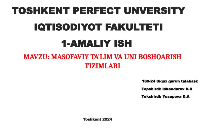 Masofaviy ta'lim va uni boshqarish tizimlari