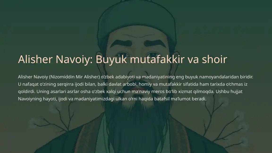 Alisher Navoiy: Buyuk mutafakkir va shoir