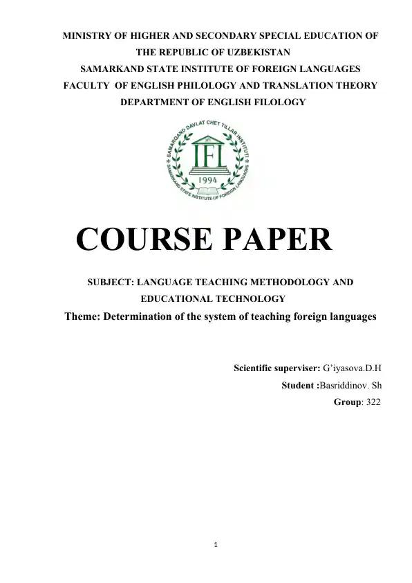Course Paper on Language Teaching Methodology and Educational Technology