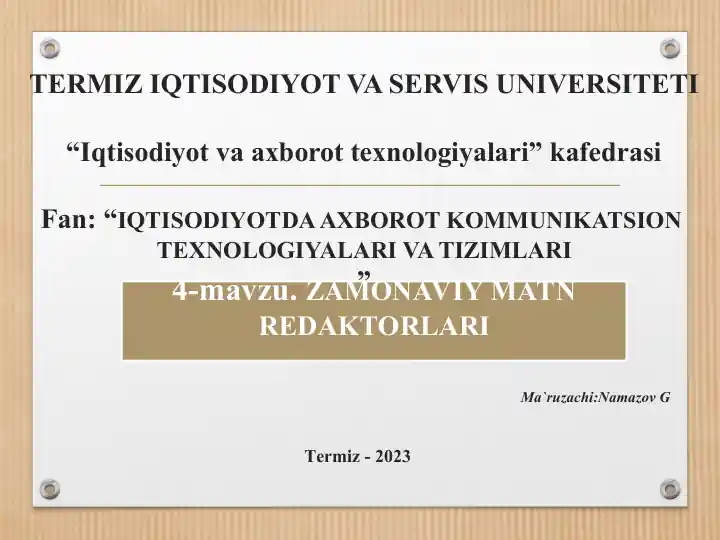 Zamonaviy matn redaktorlari