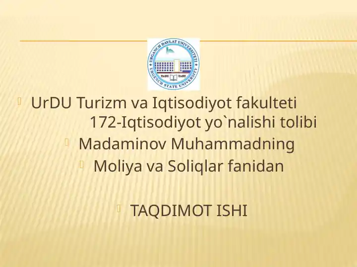 SOLIQ NAZORATI VA UNING SHAKILLARI