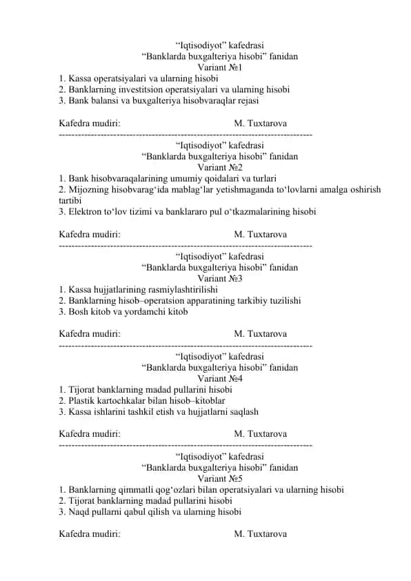 Banklarda Buxgalteriya Hisobi