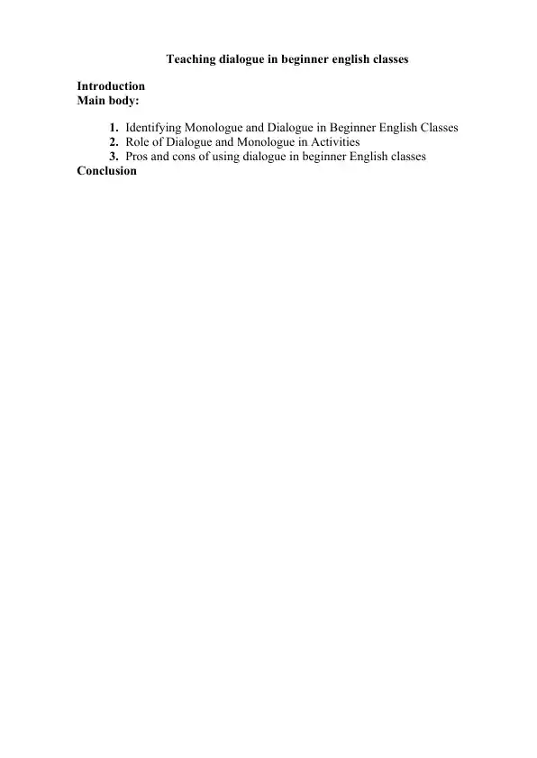 Teaching dialogue in beginner english classes