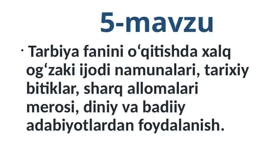 Tarbiya Fanini O'qitish