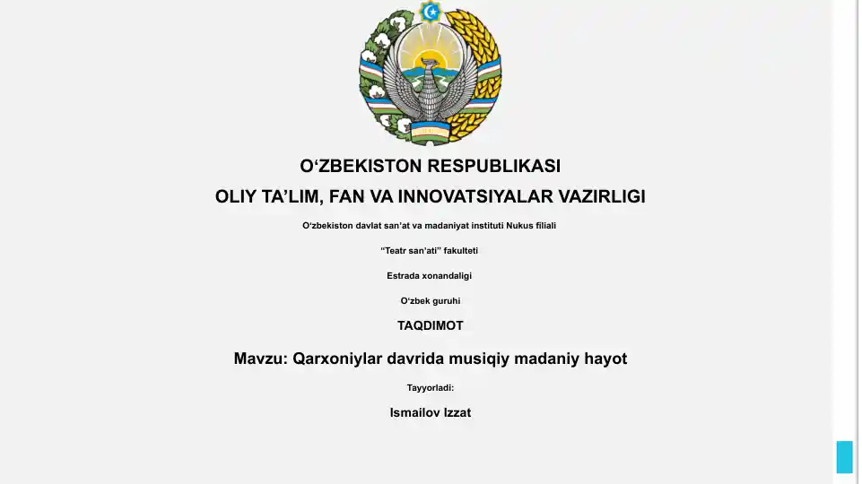 Qarxoniylar davrida musiqiy madaniy hayot