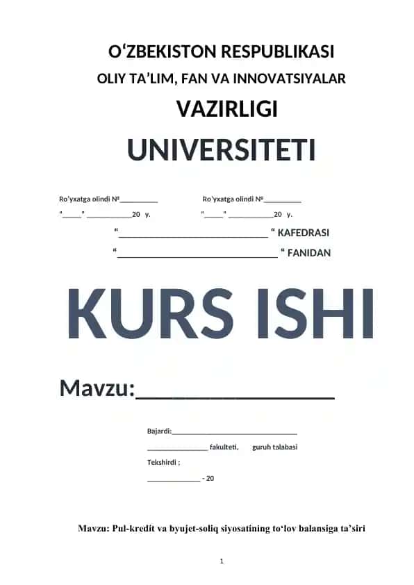 Pul-kredit va byujet-soliq siyosatining to‘lov balansiga ta’siri