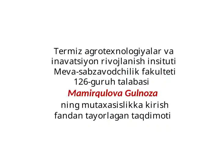 Sutnisaqlash va qayta ishlash texnologiyasi