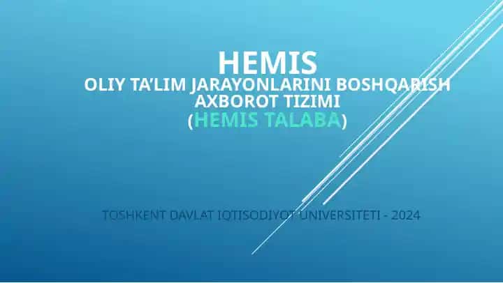 HEMISOLIY TA’LIM JARAYONLARINI BOSHQARISH AXBOROT TIZIMI(HEMISaxborottizimisturkturasi)