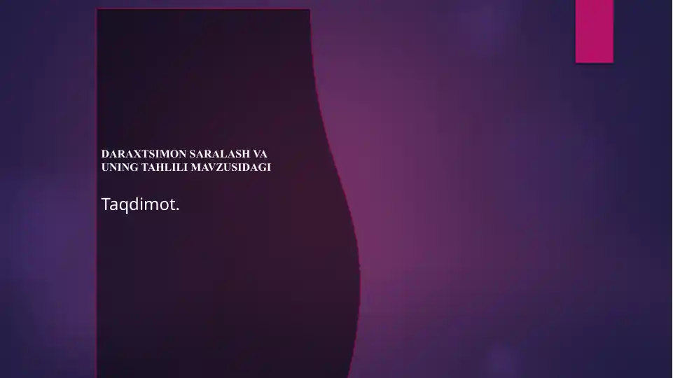Daraxtsimon saralash va uning tahlili