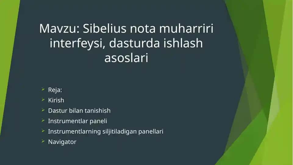 Sibelius nota muharriri interfeysi, dasturda ishlash asoslari