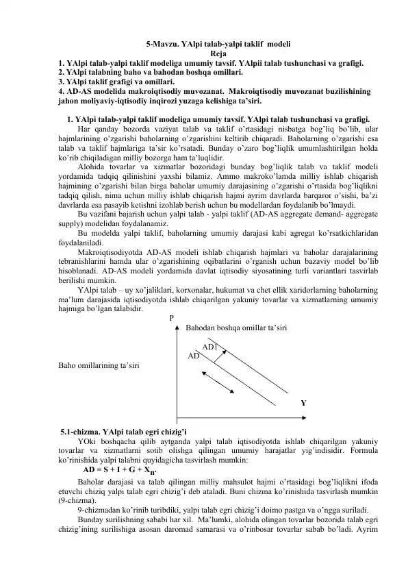 YAlpi talab-yalpi taklif modeli