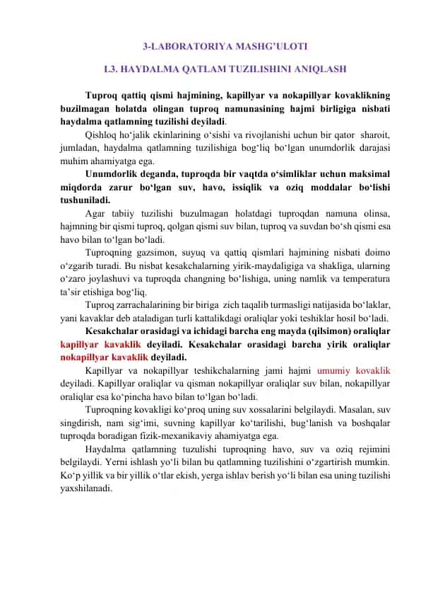 HAYDALMA QATLAM TUZILISHINI ANIQLASH