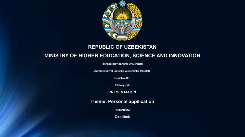 Personal Application Presentation