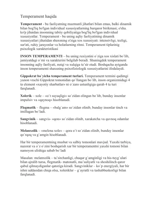 Temperament haqida