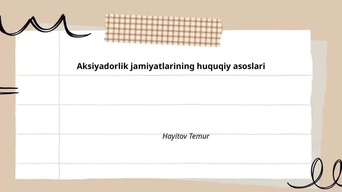 Aksiyadorlik jamiyatlarining huquqiy asoslari
