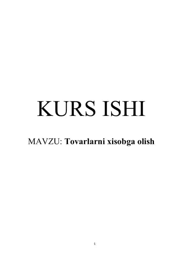 Tovarlarni xisobga olish