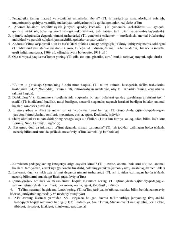Pedagogika fanining maqsad va vazifalari