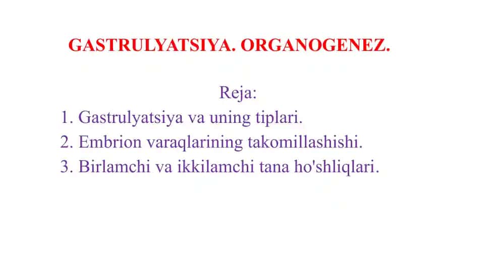 Gastrulyatsiya (Organoqenez)