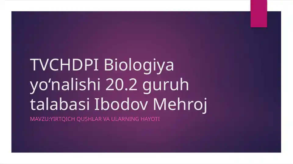 Yirtqich qushlar haqida ma‘lumot