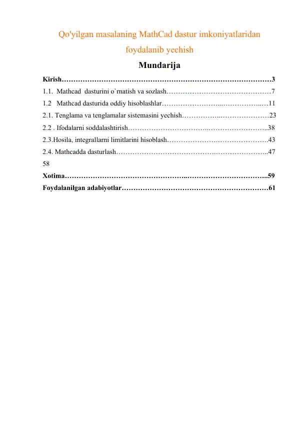 MathCad dasturi