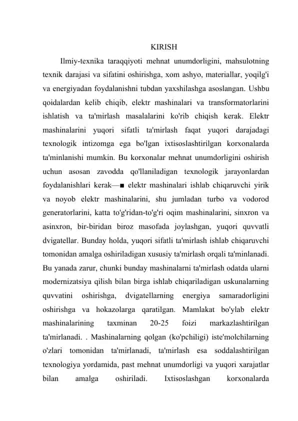 Elektr mashinalari ta'mirlash