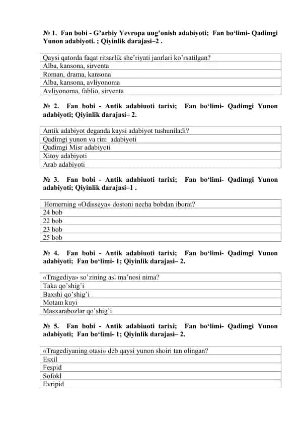 G’arbiy Yevropa uug’onish adabiyoti