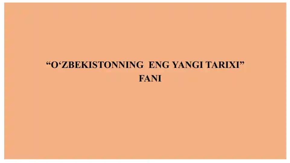 O‘ZBEKISTONNING ENGI YANGI TARIXI