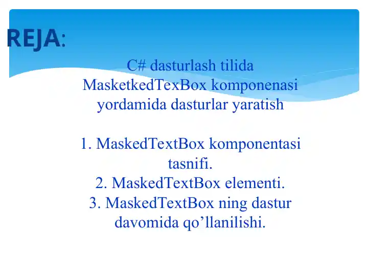 MaskedTextBox komponentasi