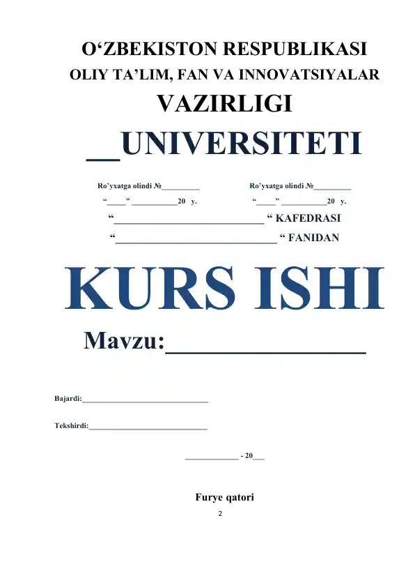 Furye qatori bo‘yicha kurs ishi