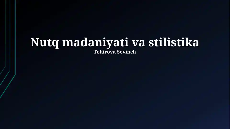 Nutq madaniyati va stilistika