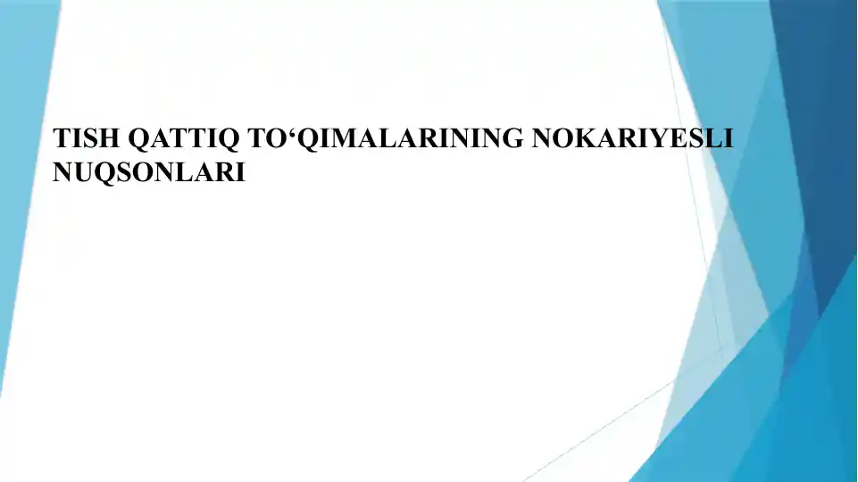 Tish qattiq to‘qimalarining nokariyesli nuqsonlari