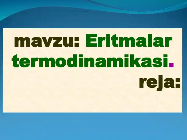 Eritmalar termodinamikasi