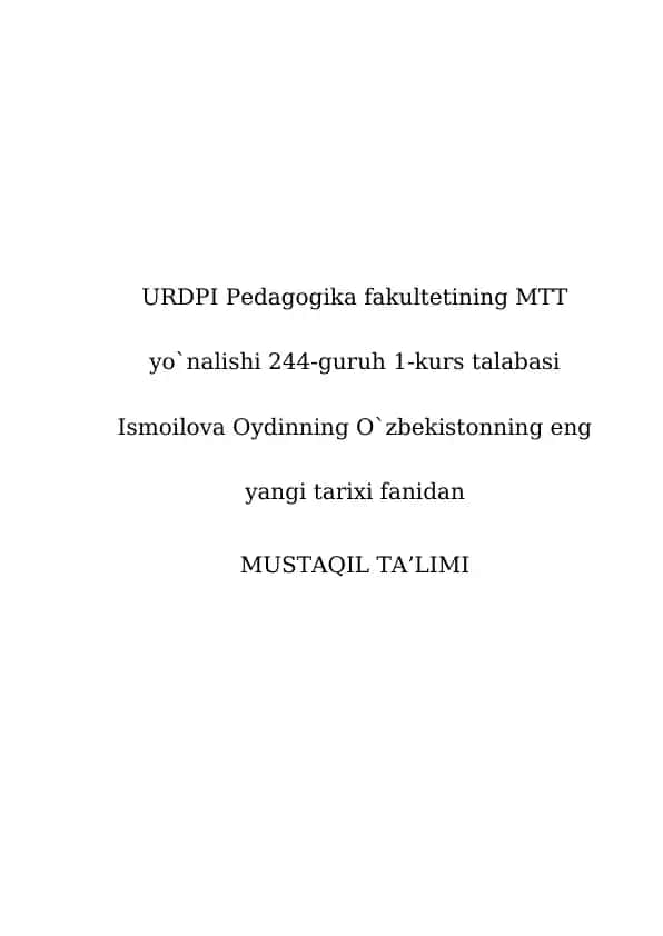O'zbekistonda ijtimoiy sohada amalga oshirilayotgan o'zgarishlar