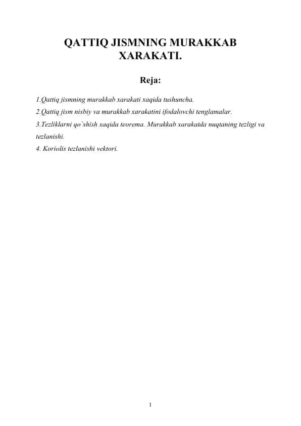 QATTIQ JISMNING MURAKKAB XARAKATI