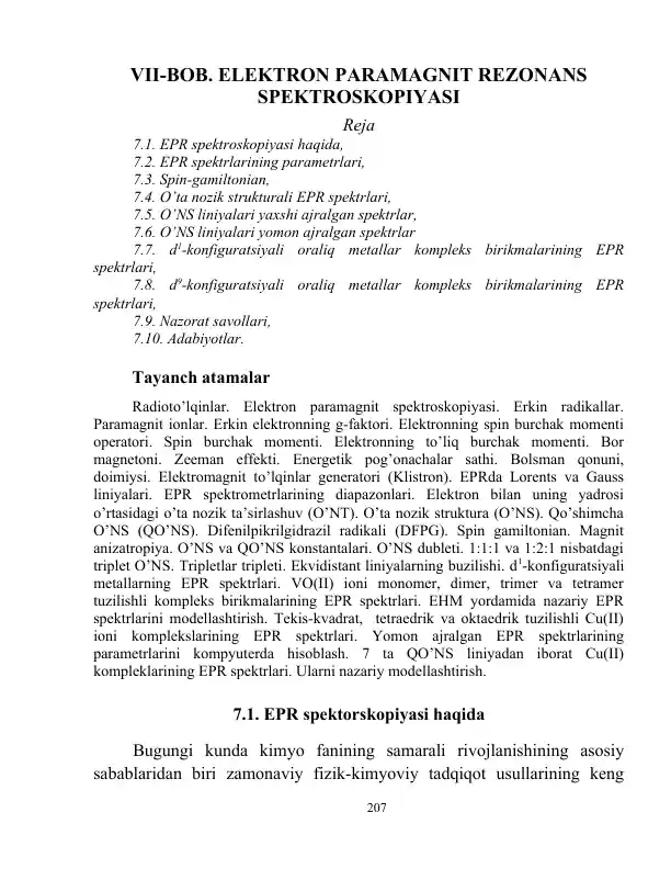 Elektron paramagnit rezonans spektroskopiyasi (EPR)