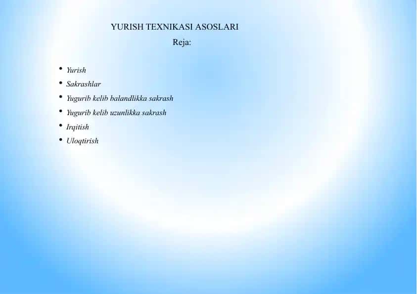 Yurish texnikasi asoslari