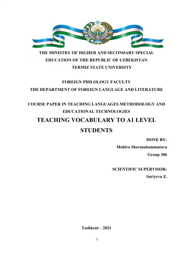 Course Paper in Teaching Languages Methodology and Educational Technologies