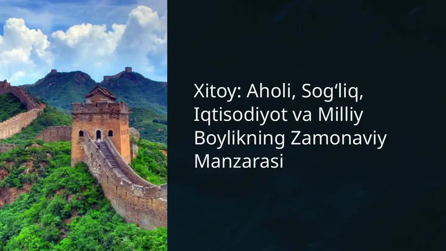 Xitoy: Aholi, Sog‘liq, Iqtisodiyot va Milliy Boylikning Zamonaviy Manzarasi