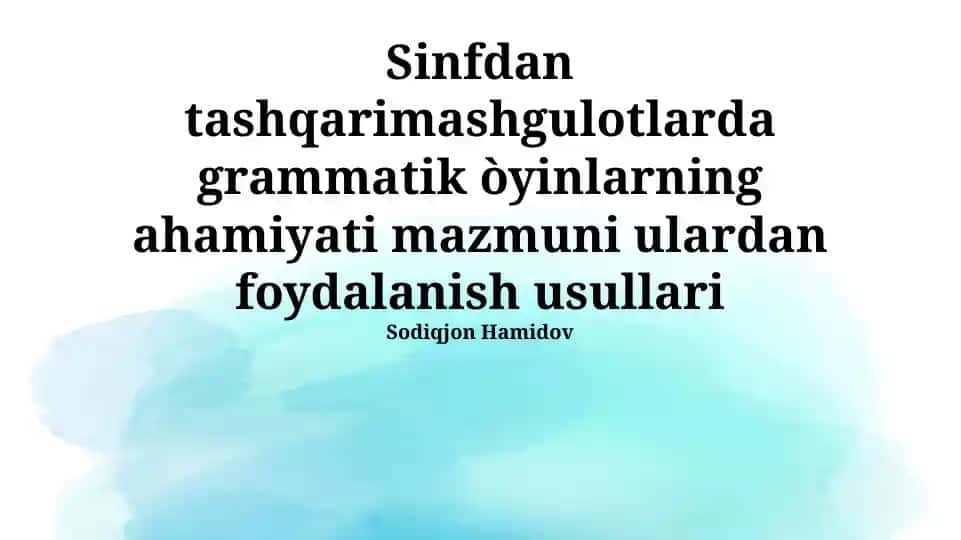 Grammatik o'yinlarning ahamiyati
