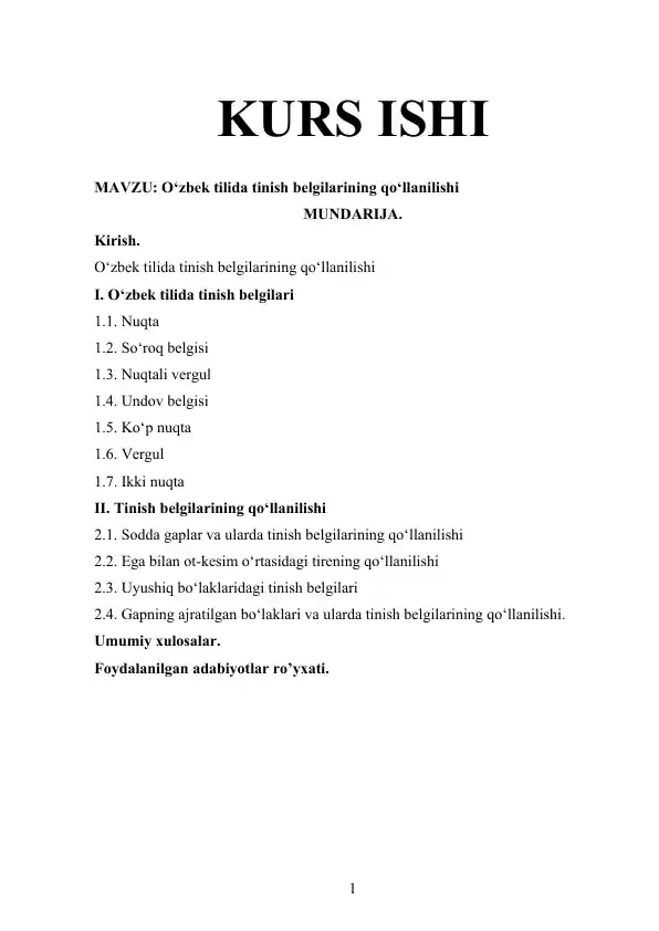 O‘zbek tilida tinish belgilarining qo‘llanilishi