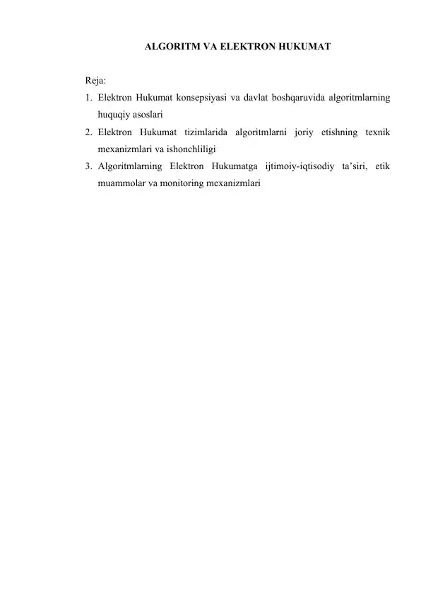 ALGORITM VA ELEKTRON HUKUMAT
