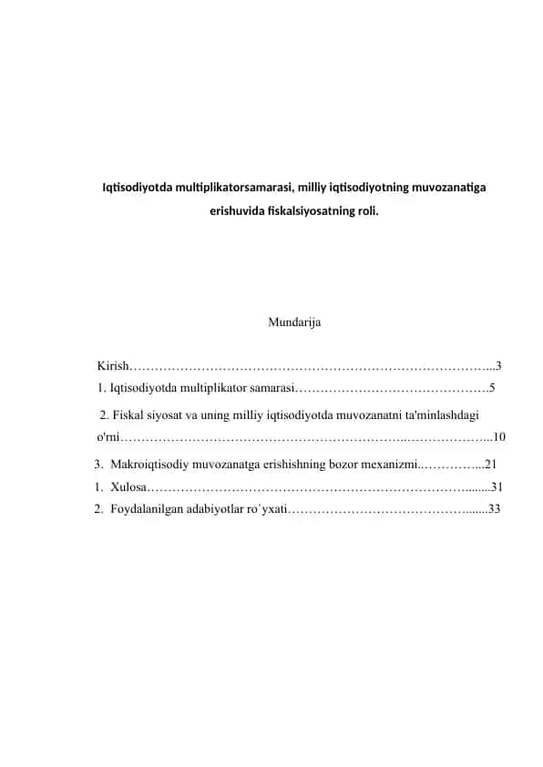 Iqtisodiyotda multiplikator samarasi