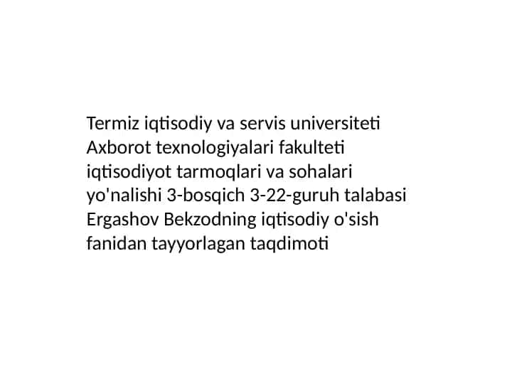 Iqtisodiyot sohasi taqdimoti