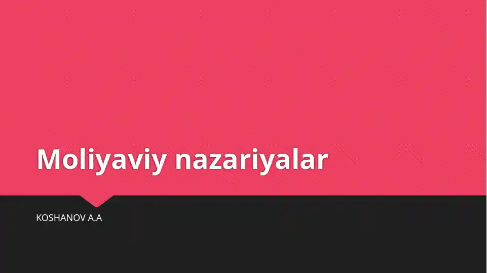 Moliyaviy nazariyalar