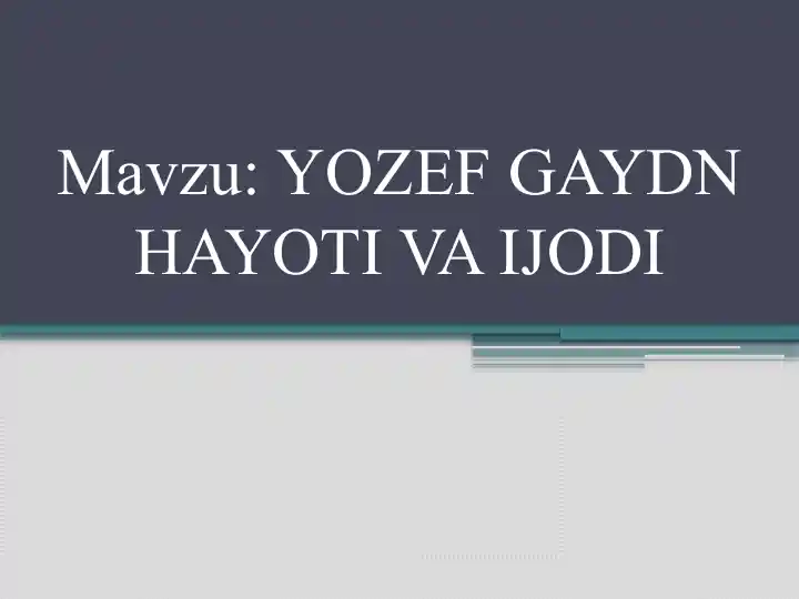 YOZEF GAYDN HAYOTI VAIJODI