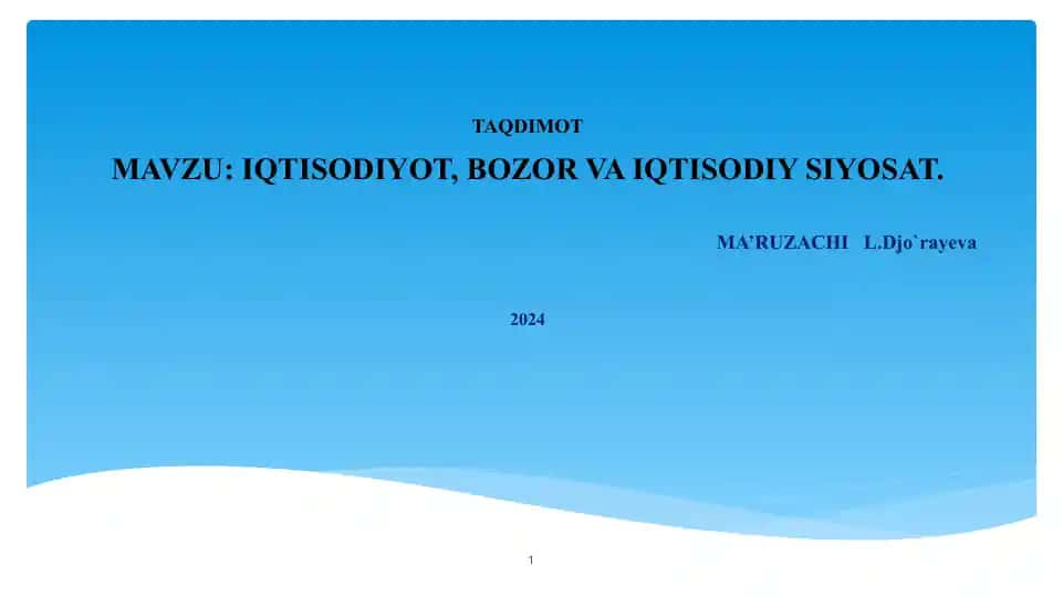 Iqtisodiyotniboshqarishning bozor mexanizmi