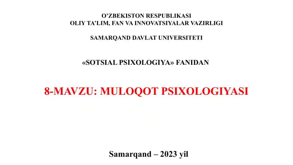 MULOQOT PSIXOLOGIYASI