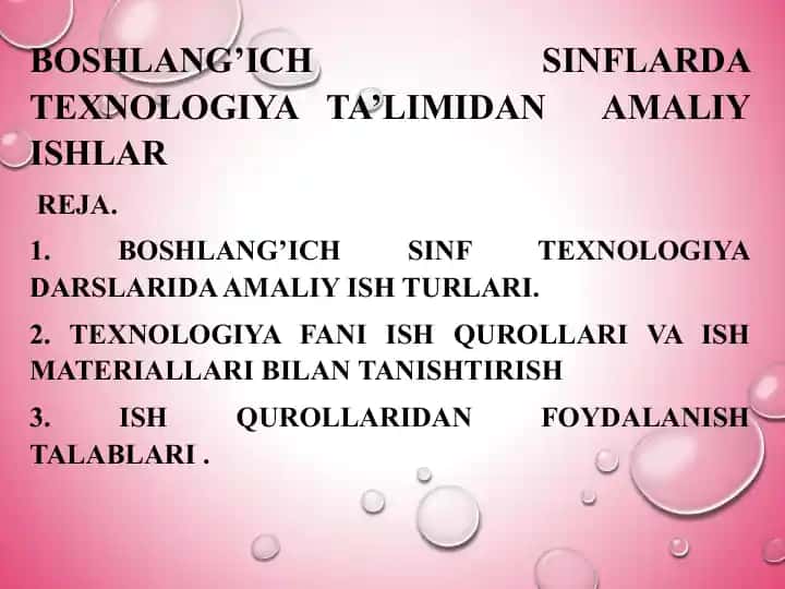 Amaliy ishlar/Texnologiya Ta'limi