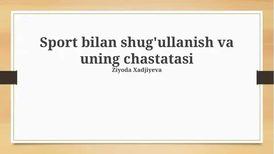 Sport bilan shug'ullanishning afzalliklari